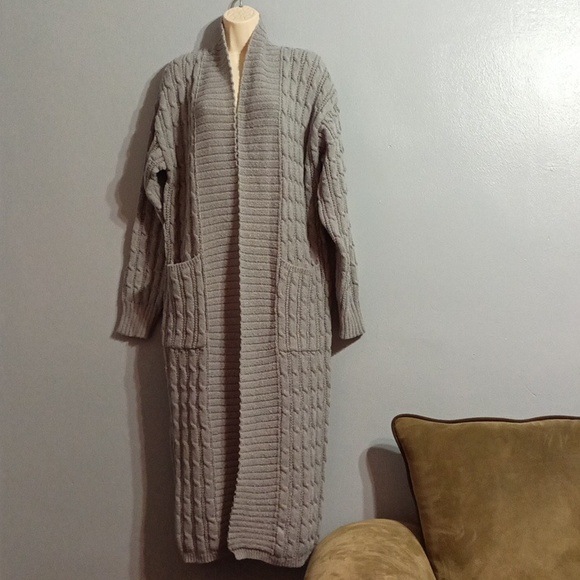 Grey 2XL women's long cardigan duster sweater - Picture 7 of 17